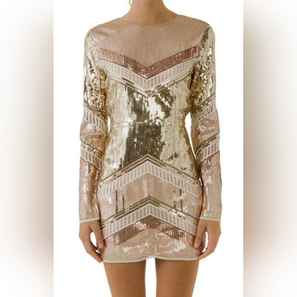 ENDLESS ROSE Multi Sequin Back Cut Out Midi Dress - SIZE S